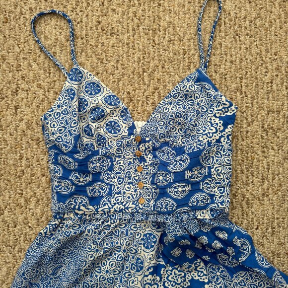 Zara Ruched Summer Tuscany Greece Vibe Printed Jumpsuit XS‎ 7987/771 - Picture 8 of 16